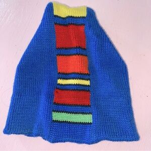 100% Wool Vintage Hand Knit Beanie Hat Abstract Geometric Smiley Nevada Sparks